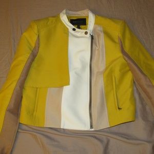 BCBGMAXAZRIA yellow leather jacket